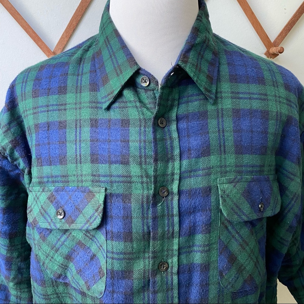 Vintage Plaid Flannel Quilted Lined Shirt Jacket - Picture 2 of 12